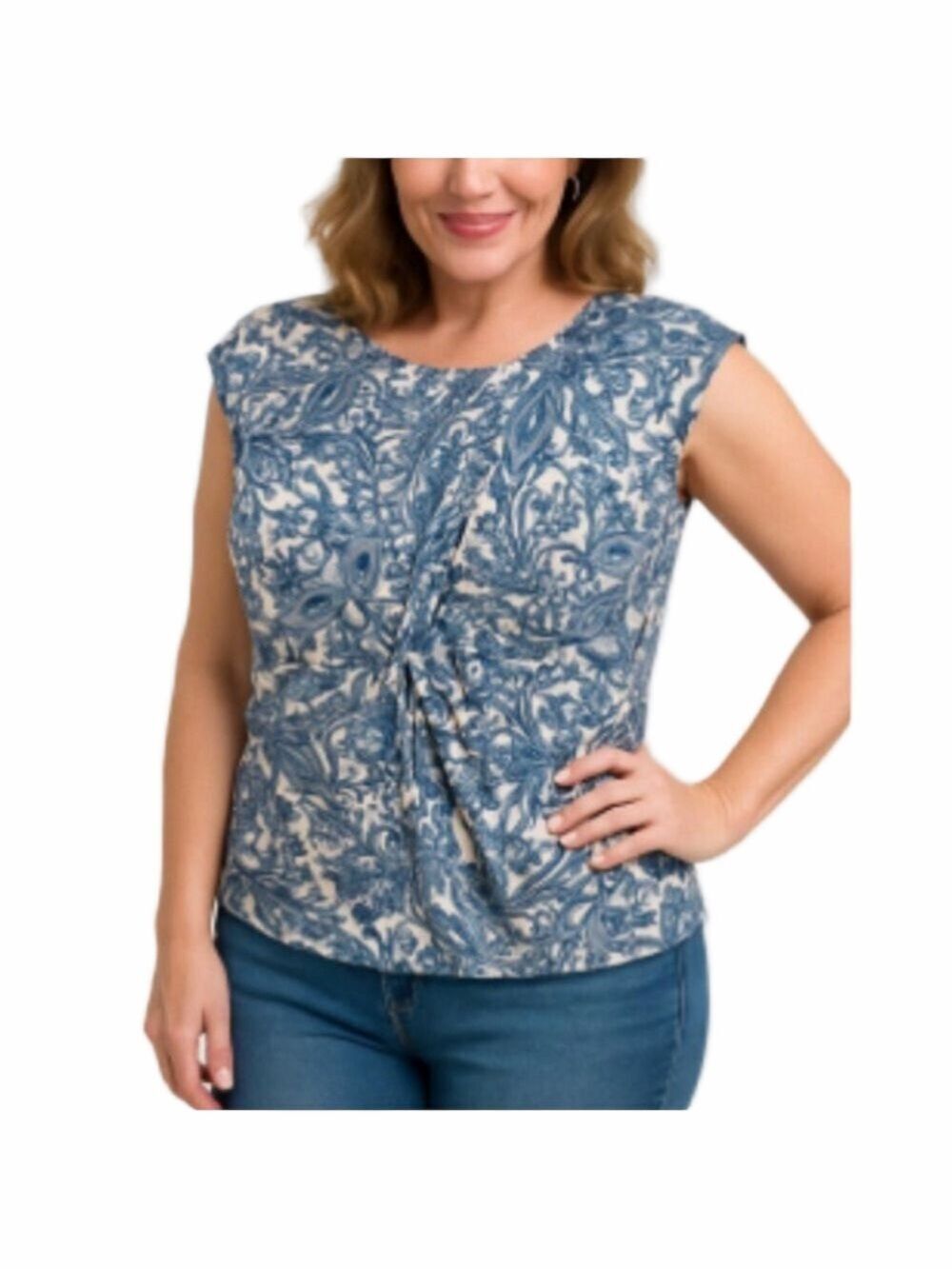 120..Blue Paisley Women's Top